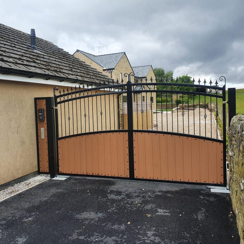 Composite & Wrought Iron Swing Gate with GSM Intercom